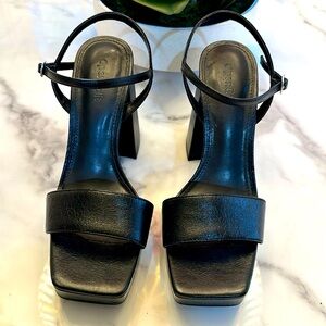 Open Edit Chunky Heel Black Heels